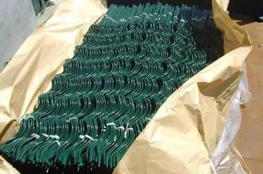 Dark green PVC coated tomato spirals packaged with kraft paper and plastic paper
