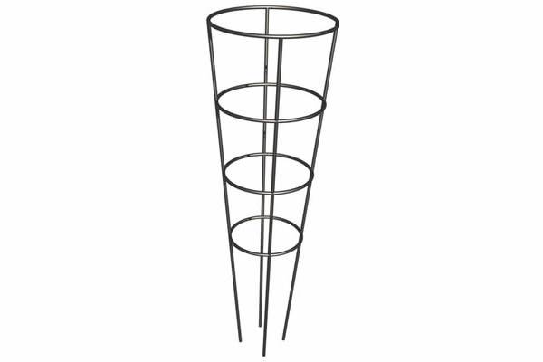 Galvanized cone tomato cage with four legs and four rings